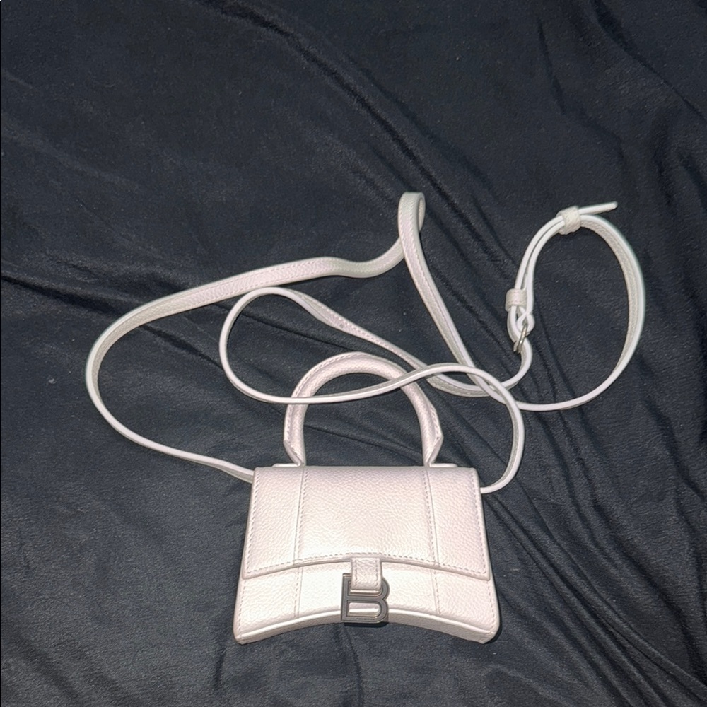 Balenciaga White Mini HourGlass Bag